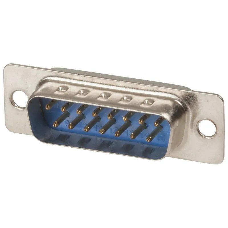 DB15 Male Connector Solder Type 15-Pin D-Sub Right Angle Mount