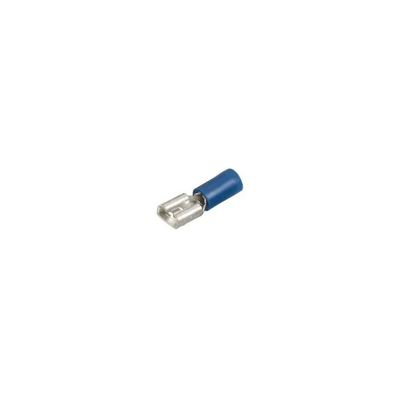 Insulated Female Spade Terminal Connector, 22–16 AWG, 0.25” Tab, Vinyl Sleeve