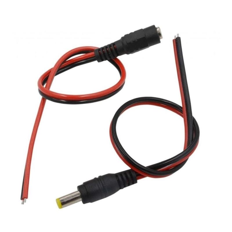 DC Power Plug & Jack Cable Set – Male + Locking Threaded Female with Pre-Attached Wires for Secure Connections