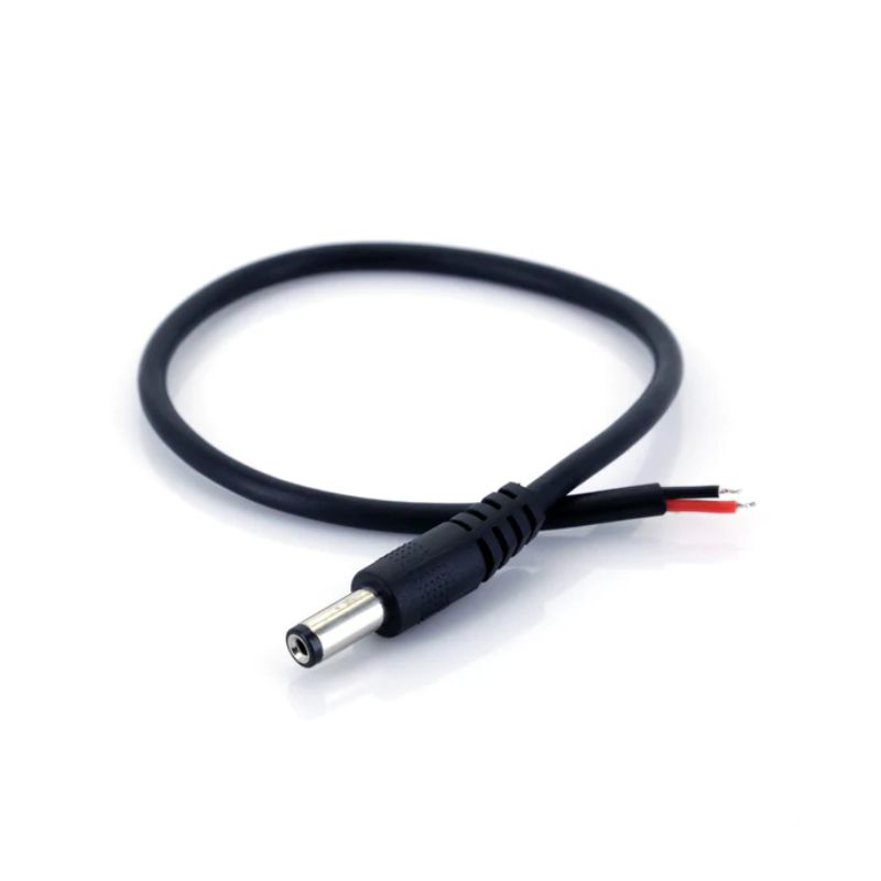 DC Power Connector Male Plug with 20cm Wire Lead 2.1mm x 5.5mm Barrel
