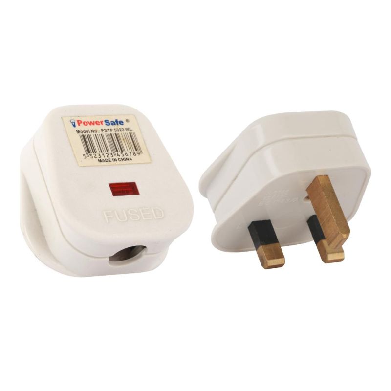 PSTP-5323WL UK 13A Fused Top Plug White with LED Indicator