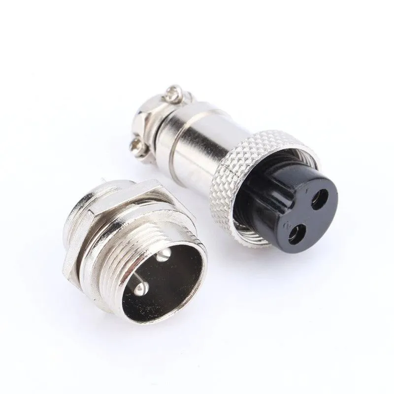 GX12 2-Pin Aviation Connector – Circular Metal Panel Mount Plug & Socket Set
