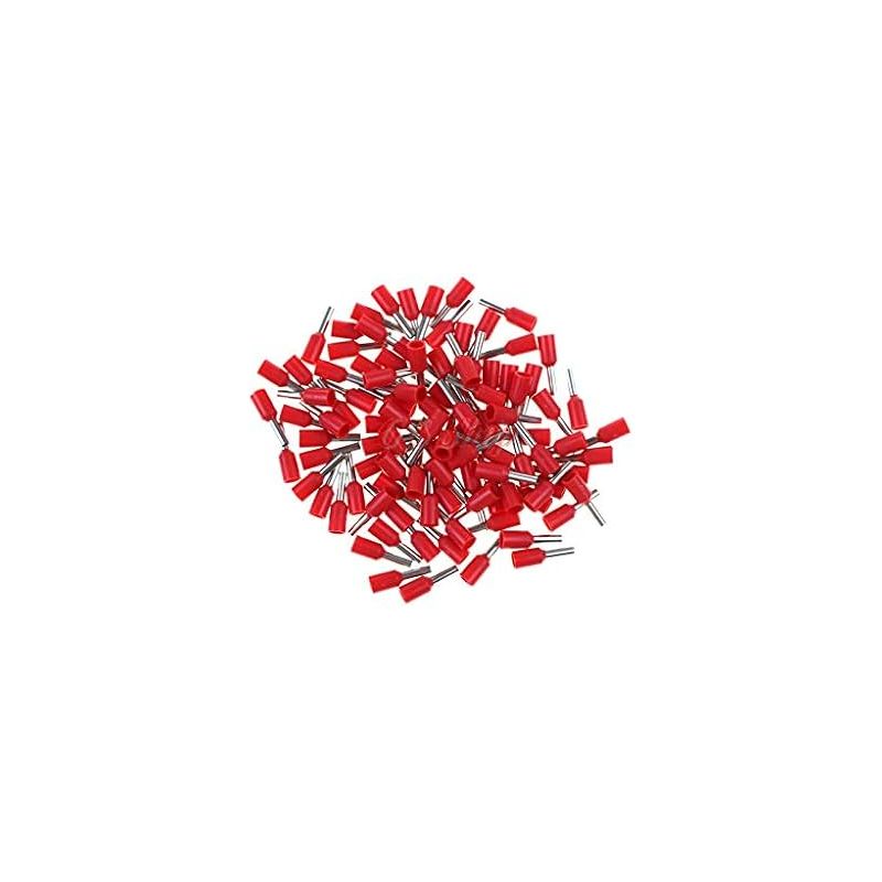 E0506 Ferrule Terminal Red 0.5mm2 Wire Gauge 5mm Pin Length Insulated Crimp Connector