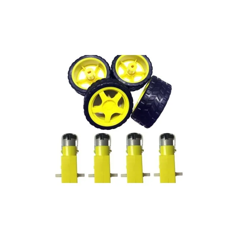 4Pcs DC Gear Motor and Tire Wheel for DC 3V-6V Arduino Smart Car Robot