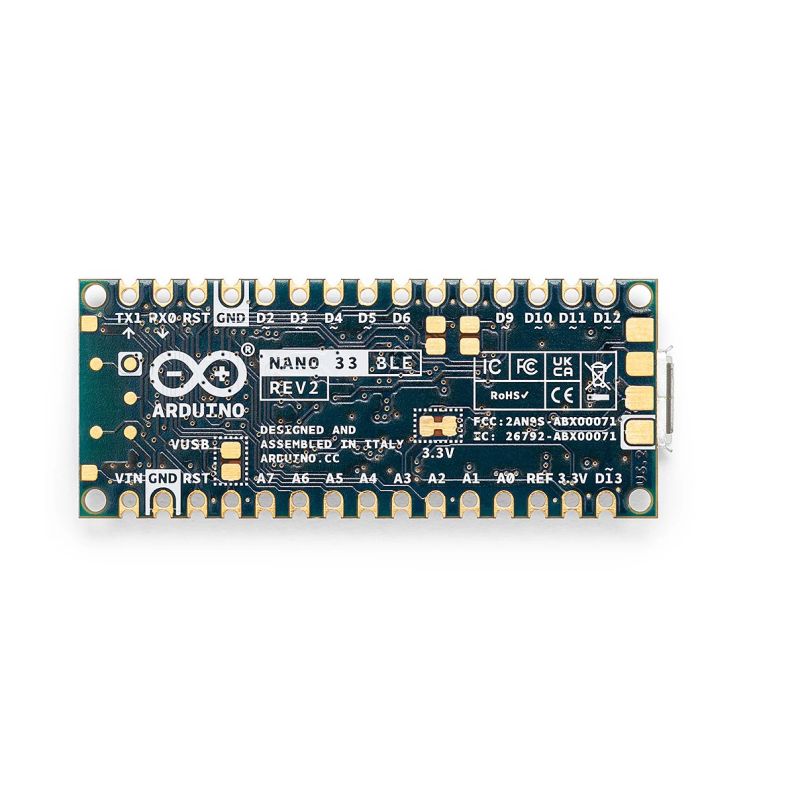 ABX00071 ,Arduino Nano 33 BLE Rev2 - Bluetooth 5, Arm Cortex-M4F, 9-Axis IMU