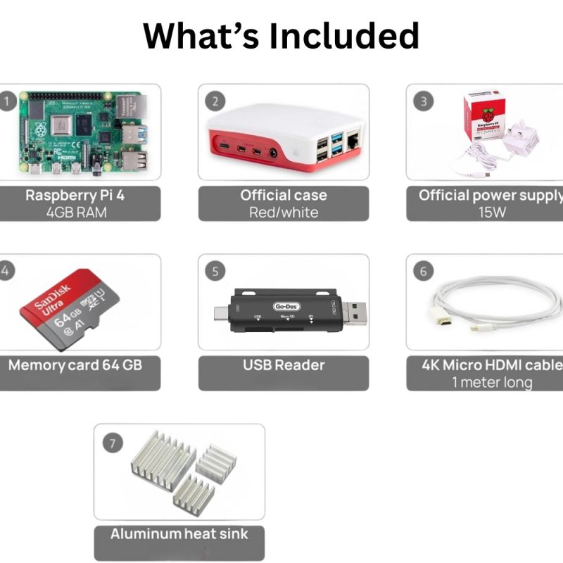 Raspberry PI 4 4GB STARTER KIT 64 GB EDITION
