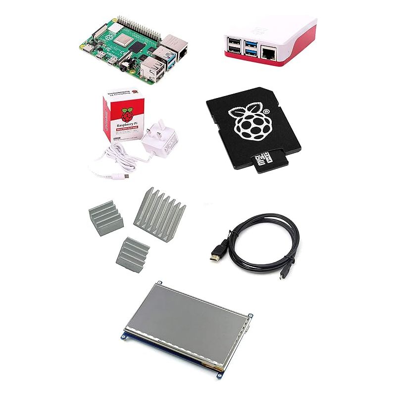 Raspberry Pi 8GB 7 Inch Touchscreen Kit - Complete Starter Kit with Case, Power Supply, Heatsinks, MicroSD Card, and HDMI Cable