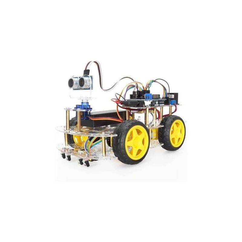 Robot Car Kit, Arduino UNO R3 Compatible MEGA328P, Bluetooth Controlled, Obstacle Avoidance and Line Following Capable