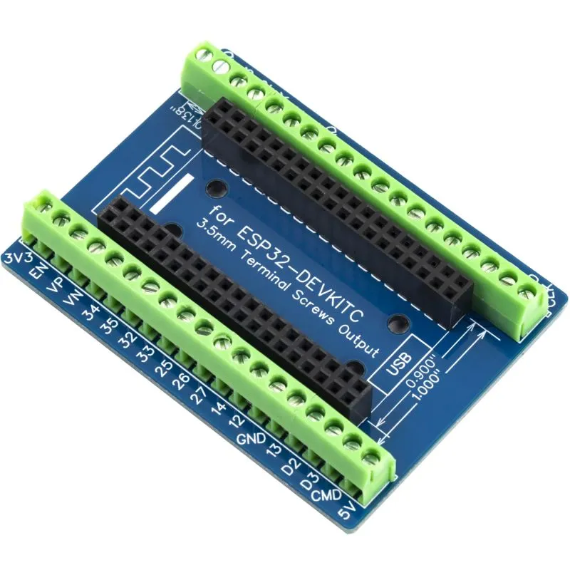 ESP32 GPIO Breakout Board Module, Screw Terminal Expansion for ESP32 DEVKITC, 3.5mm Terminal Block