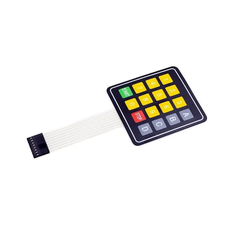 XD-MS 4x4 Membrane Keypad Matrix, 16-Key Numeric & Function Touchpad with Adhesive Backing, Flexible Ribbon Connector
