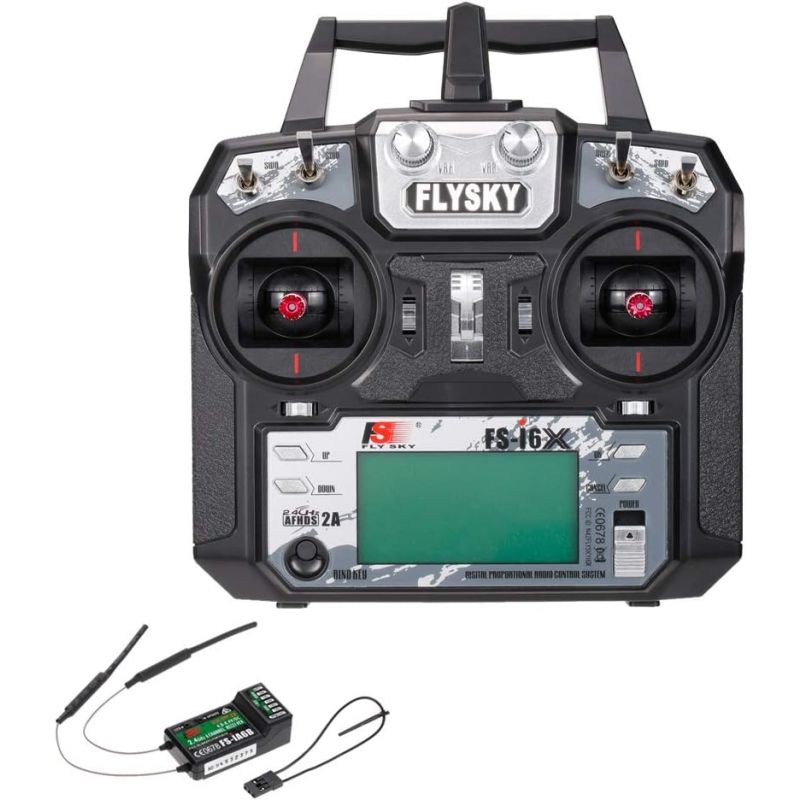 FlySky FS-i6X 2.4GHz 6CH AFHDS 2A RC Transmitter with FS-iA10B 10CH Receiver, Digital Radio Control System for Drones, Helicopters, and RC Aircraft