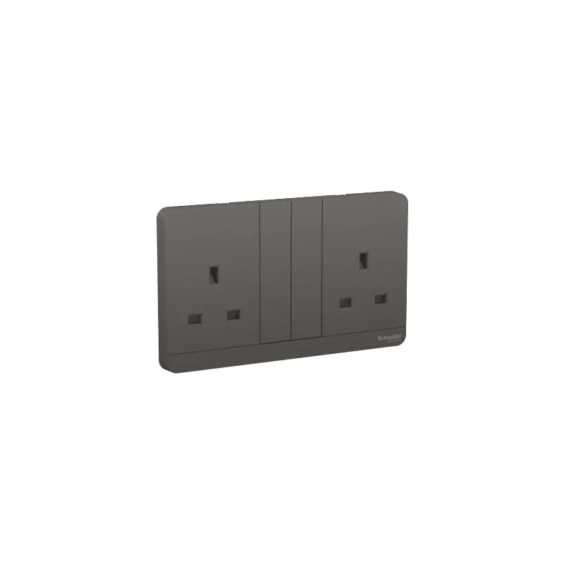 Schneider Electric AvatarOn 13A 250V 2-Gang Switched Socket – Dark Grey