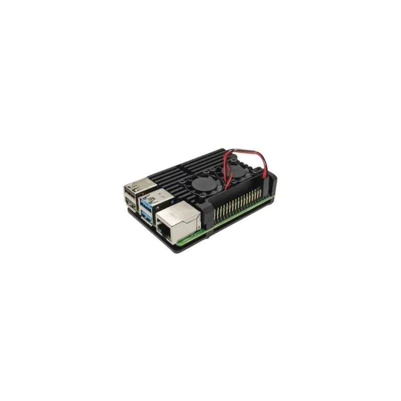 Raspberry Pi 4 Model B, Aluminum Case with Dual Cooling Fan, Metal Shell Black for RPI 4B