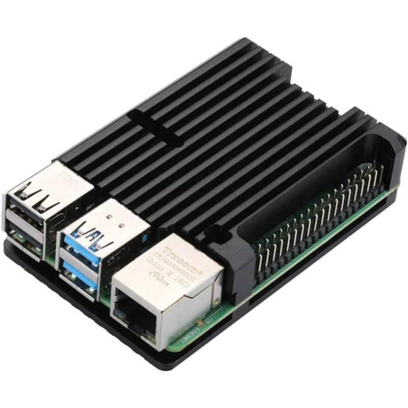 LT-4B03 Aluminium Case for Raspberry Pi 4, Passive Cooling with Heatsink Fins and GPIO Access Slot