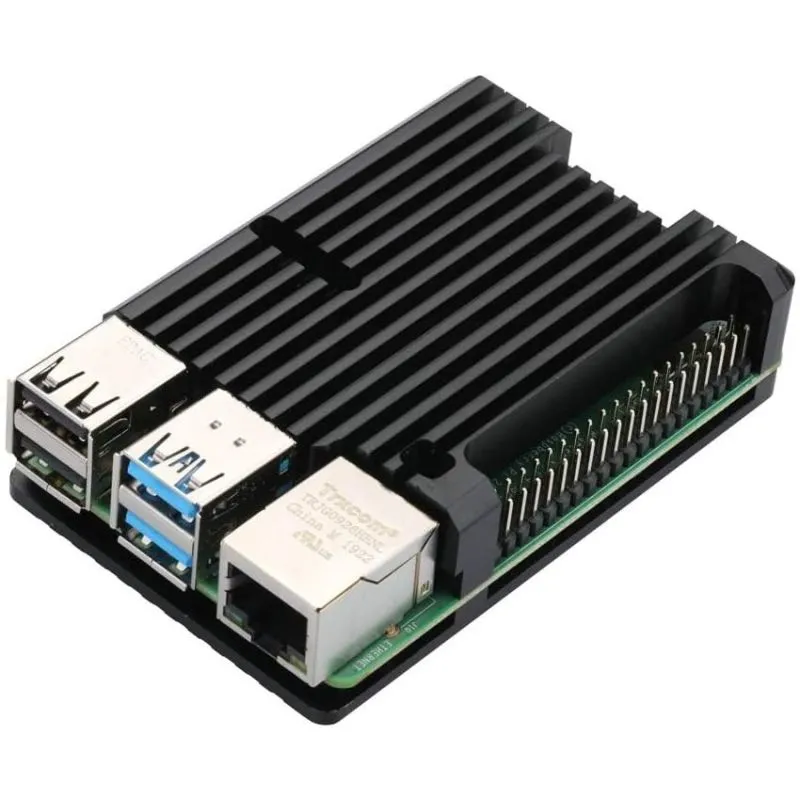 LT-4B03 Aluminium Case for Raspberry Pi 4, Passive Cooling with Heatsink Fins and GPIO Access Slot
