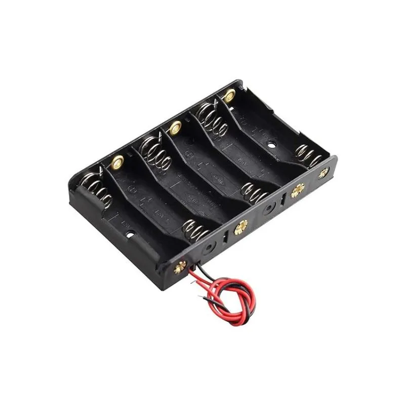 6-Way AA Battery Holder, Wired Connection for 1.5V Batteries