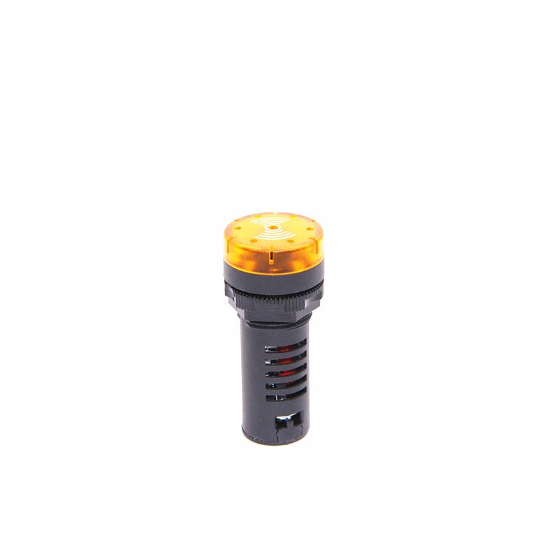 AD16-16SM, 12V Yellow Signal Lamp with Buzzer - Panel Mount Indicator
