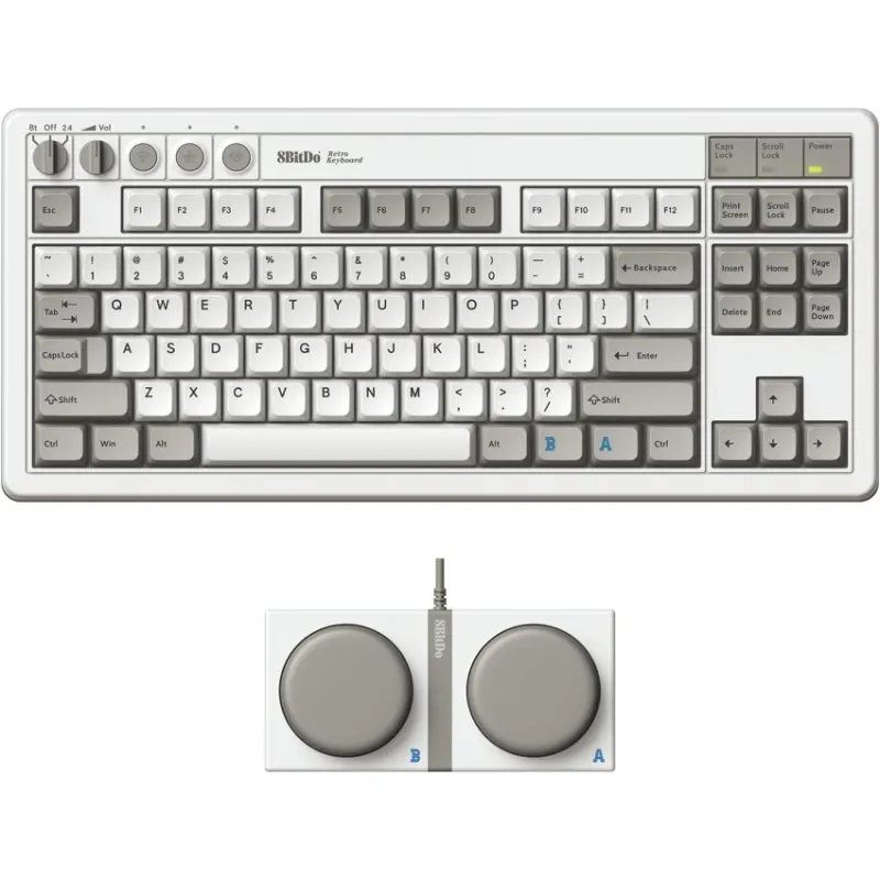 85HE01,Retro Keyboard,87-Key Bluetooth Wireless/Wired Mechanical Keyboard with Kailh Box Switches, Dye-Sublimation PBT Keycaps,