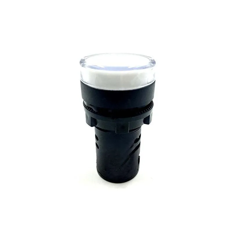 22mm LED Panel Indicator Light, White, 220V AC/DC, 20mA, High-Brightness Signal Lamp for Electrical Panels