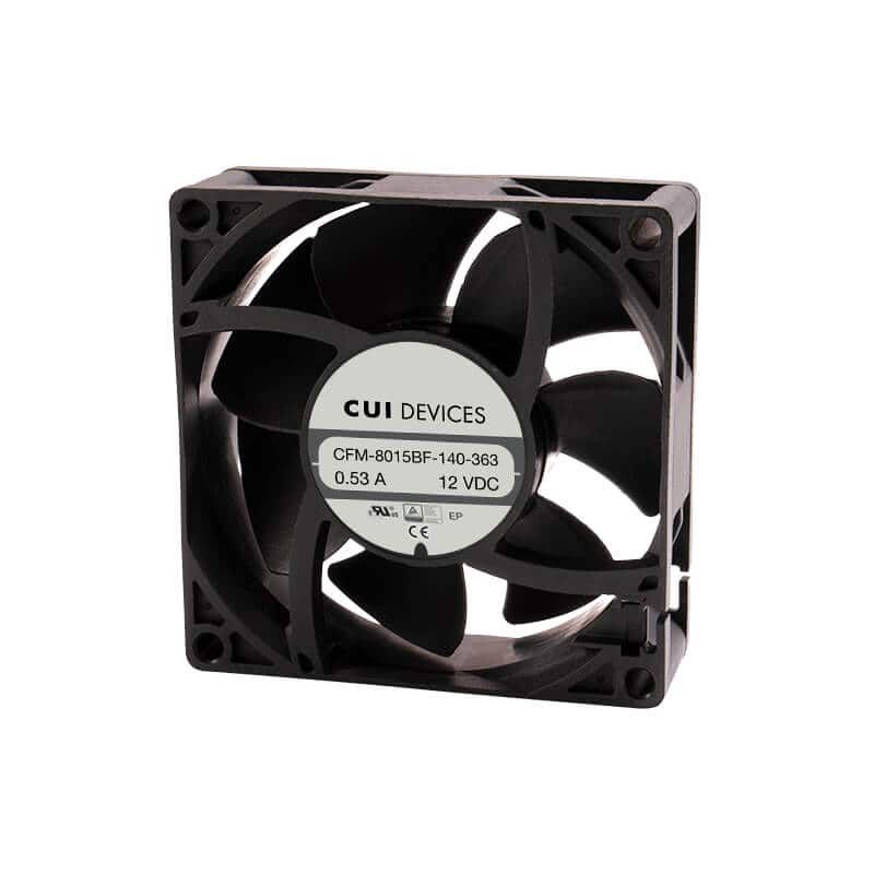 DC Fans dc axial fan, 80 mm square, 15 mm, 12 Vdc, ball, 3000 RPM, 34.85 CFM, TS CFM-8015BF-130-301-20