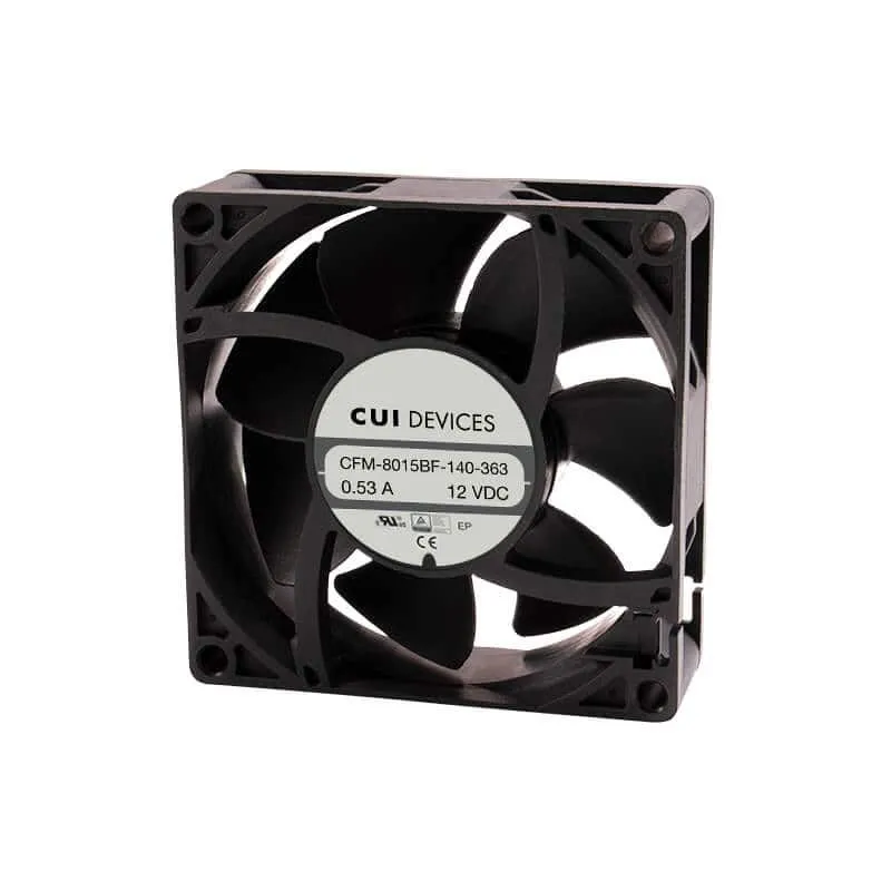 DC Fans dc axial fan, 80 mm square, 15 mm, 12 Vdc, ball, 3000 RPM, 34.85 CFM, TS CFM-8015BF-130-301-20