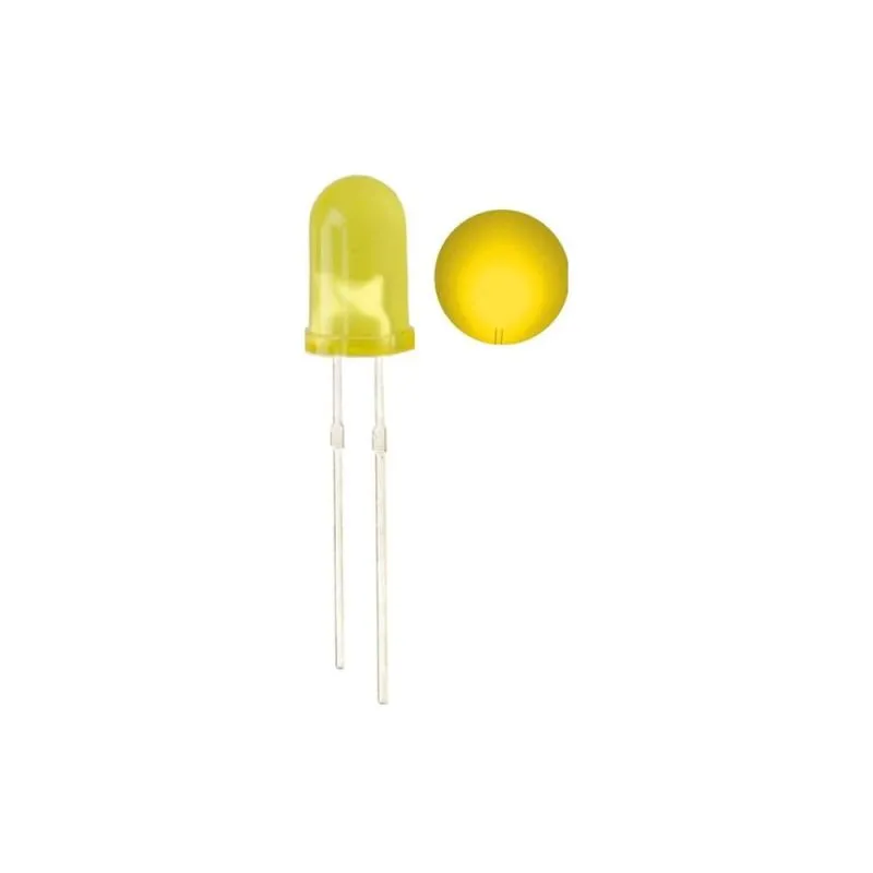 5mm Round Yellow LED-Diffused Lens, High-Brightness Indicator