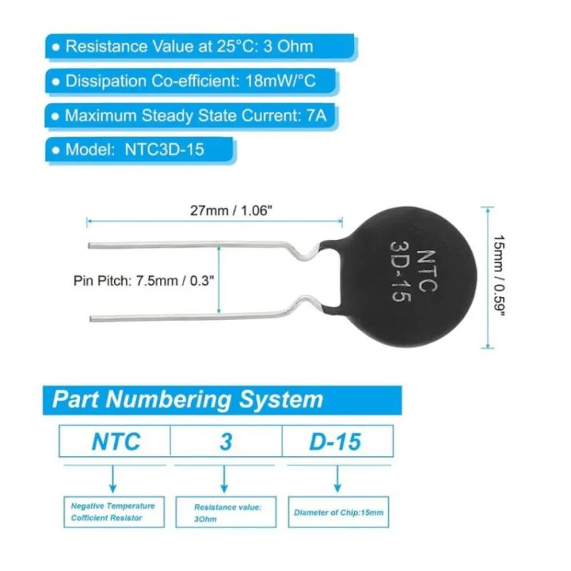 NTC 3D-15,Thermistor,120V,7A