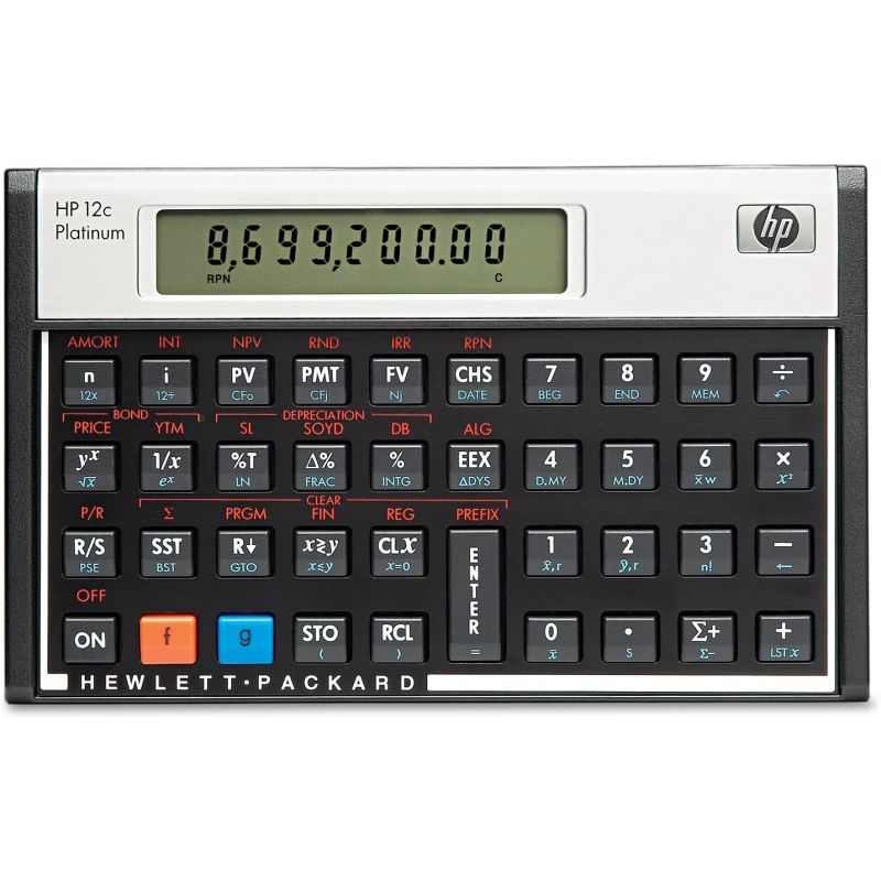 HP 12C Platinum Financial Calculator RPN and Algebraic Input 10-Digit LCD Display