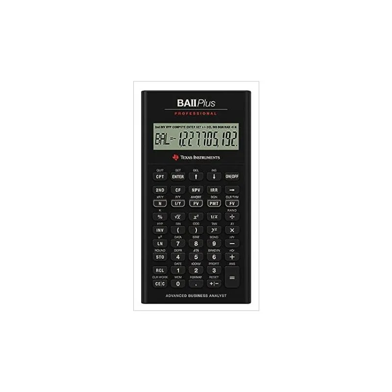 BA II Plus Professional Financial Calculator Black LCD Display Exam Approved