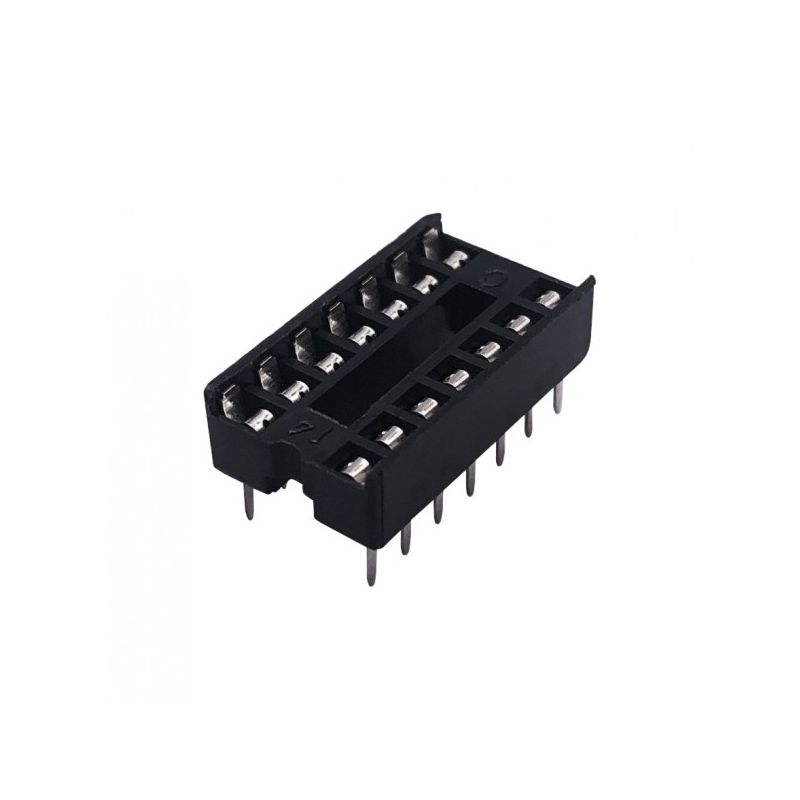 14-Pin Standard IC Socket – 0.3" Narrow DIP-14, Dual-Leaf Stamped Contacts, Through-Hole Mounting for Prototyping and PCB Repair