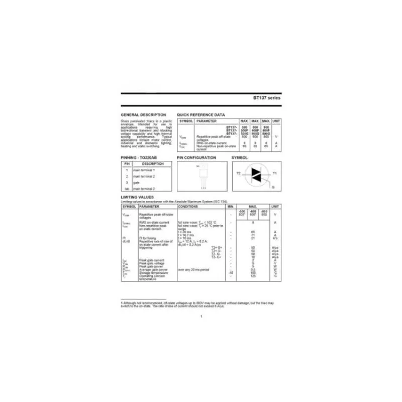 BT137-600E,TRIAC,TO-220,600V