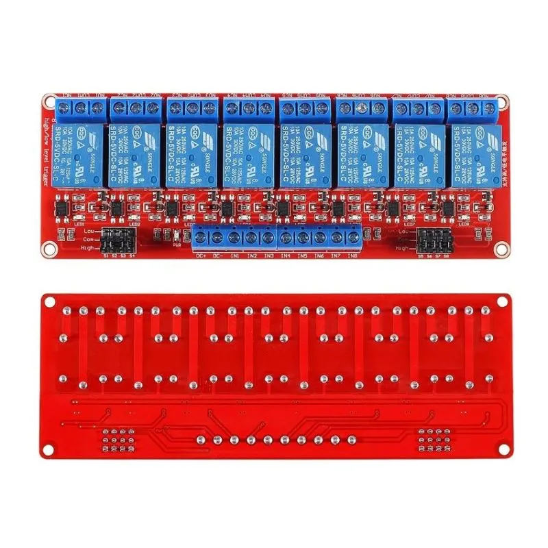 SLA-05VDC-SL-C,High Power 8-Channel Relay Module with Optocoupler, High/Low Level Trigger, 5V,30A