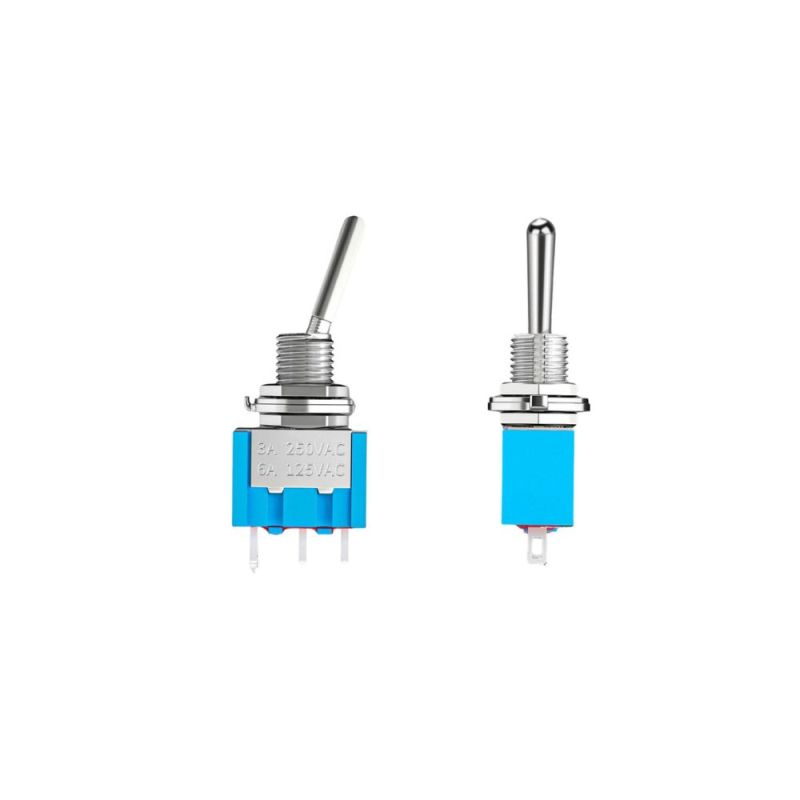 MTS-103 Mini Toggle Switch, ON-OFF-ON, 3A 250VAC/6A 125VAC, 6-Pin, Blue Housing