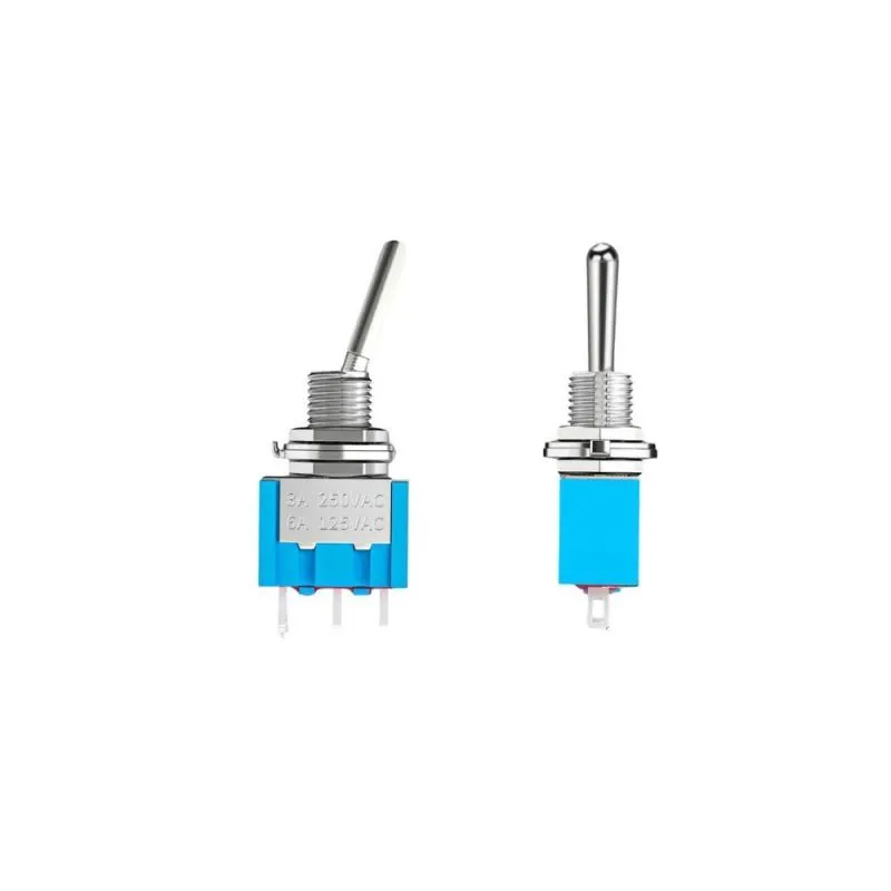 MTS-103 Mini Toggle Switch, ON-OFF-ON, 3A 250VAC/6A 125VAC, 6-Pin, Blue Housing