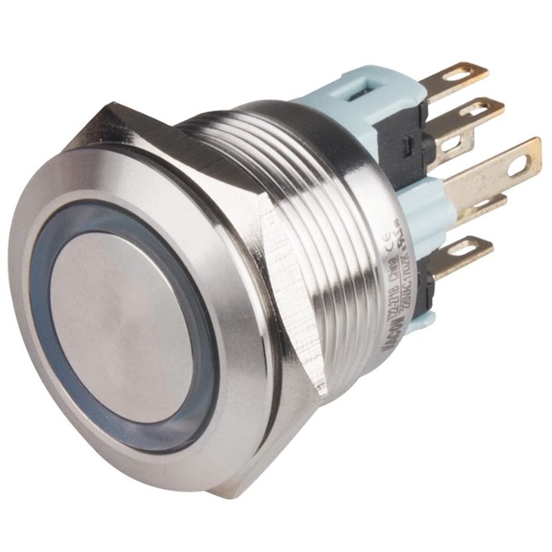 22MM-BLUE-ON/OFF, Illuminated Pushbutton Switch, Panel Mount Package