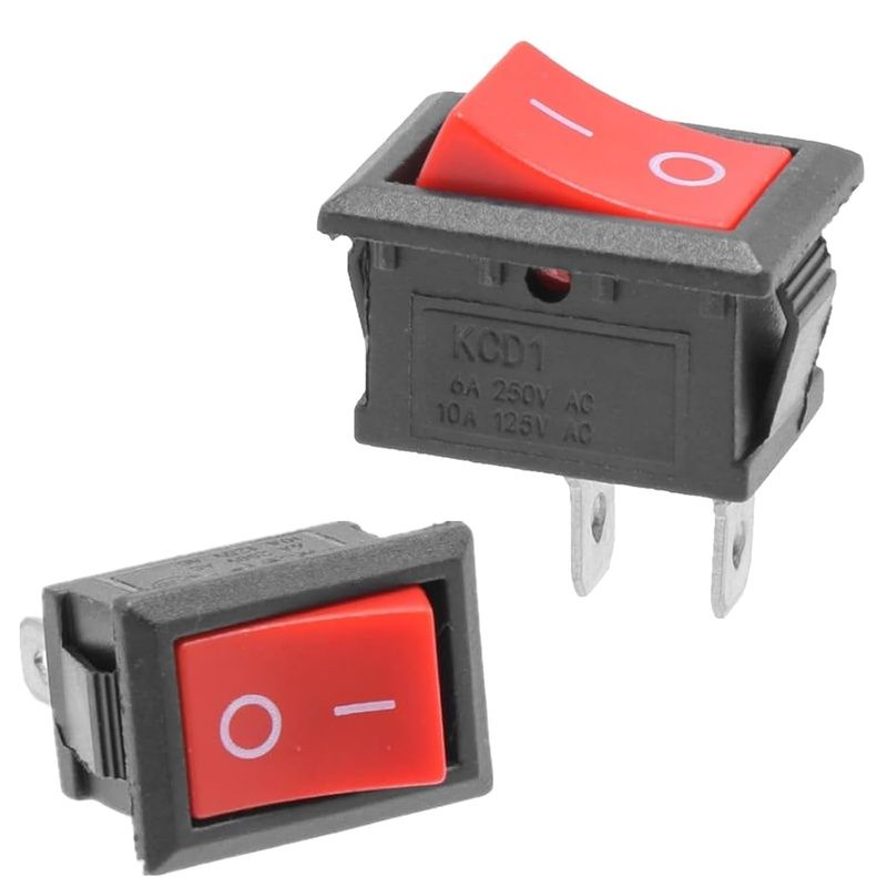 KCD1-101, Red Rocker Switch ON-OFF, Panel Mount Package