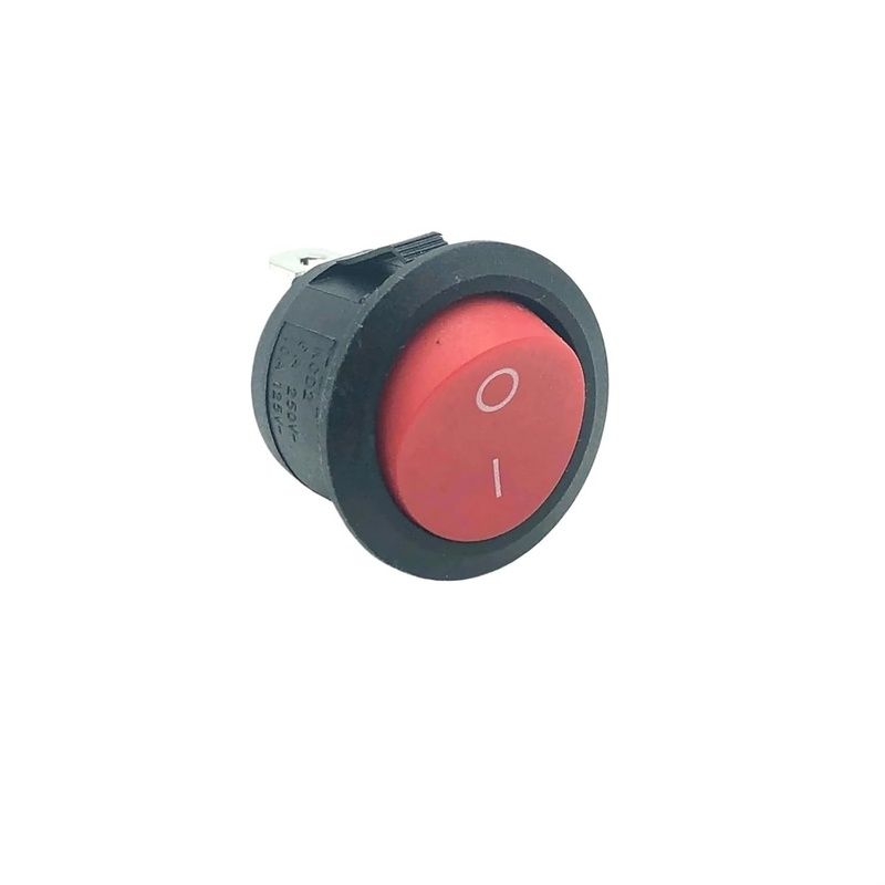 KCD2-2PIN-RED, Round Rocker Switch ON-OFF, Panel Mount Package