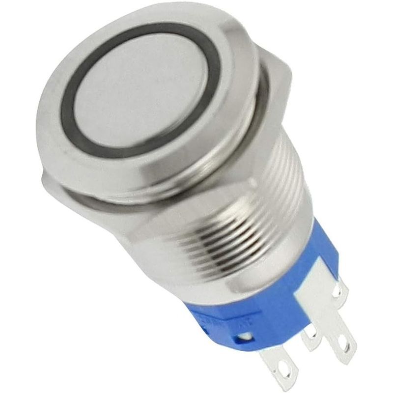 AL6J-M1-BLUE, 24V Blue Round Push Button Switch, Panel Mount Package