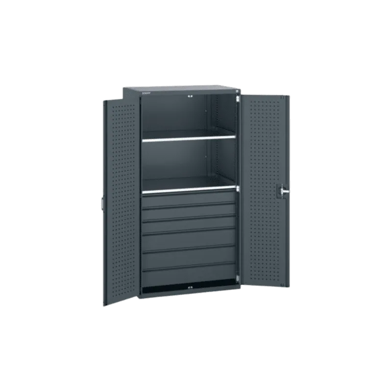 Techcraft Industrial Tools & Documentation Cabinet, Steel Locking Doors, 75 kg Drawers, 160 kg Shelves