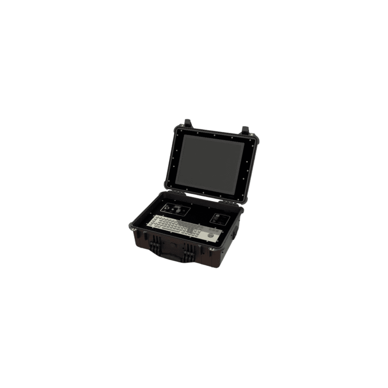 Customized Mobile Control Station Rugged Portable Console with Integrated Screen, Keyboard & Sw