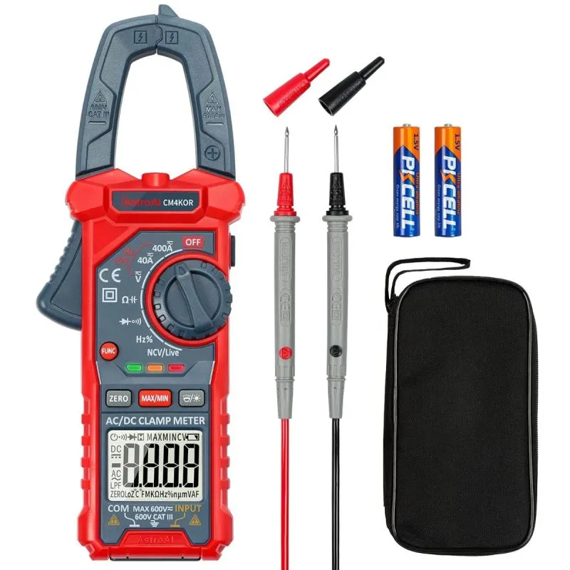 AstroAI CM4K0R True RMS Digital Clamp Meter 4000 Counts AC DC Current Voltage Capacitance Frequency NCV Tester