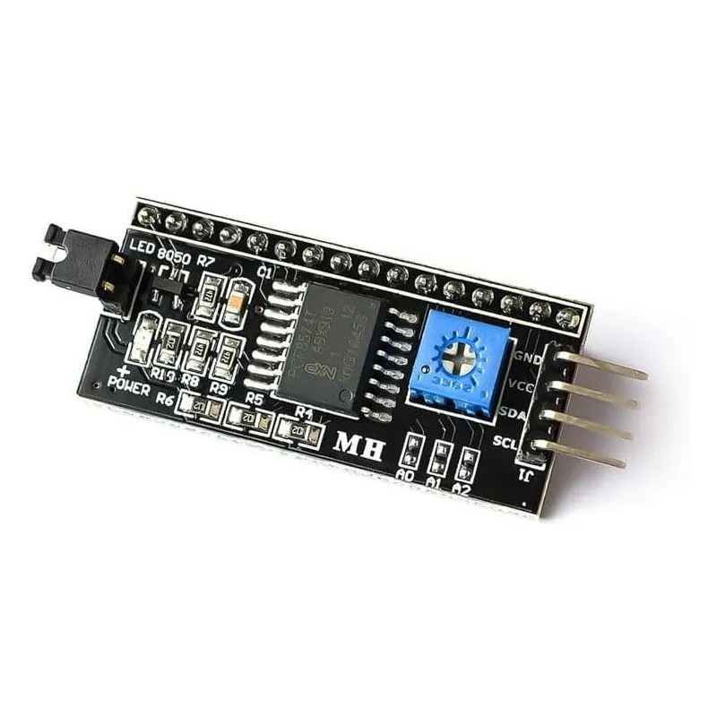 I2C LCD Display Module Driver, Serial Interface, Adjustable Contrast
