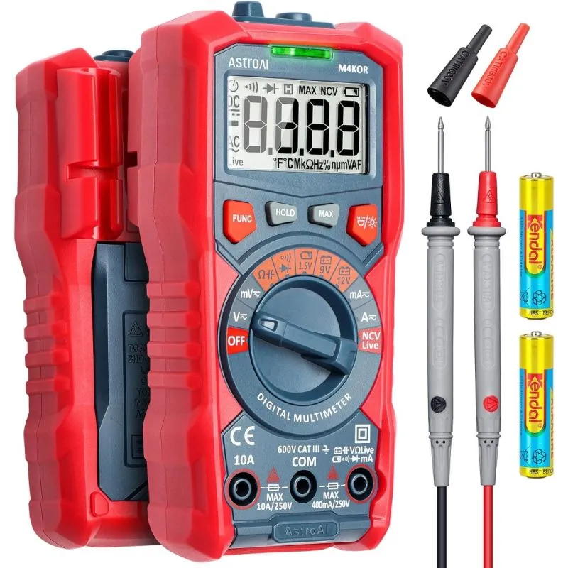 AstroAI M4KOR True RMS Digital Multimeter 4000 Counts with NCV AC DC Voltage Current Capacitance Battery Tester