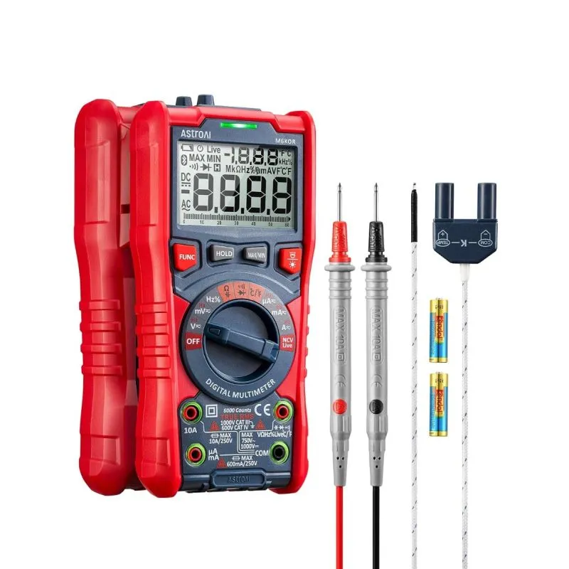 AstroAI M6K0R True RMS Digital Multimeter 6000 Counts with NCV AC DC Voltage Current Capacitance Frequency Temperature Tester