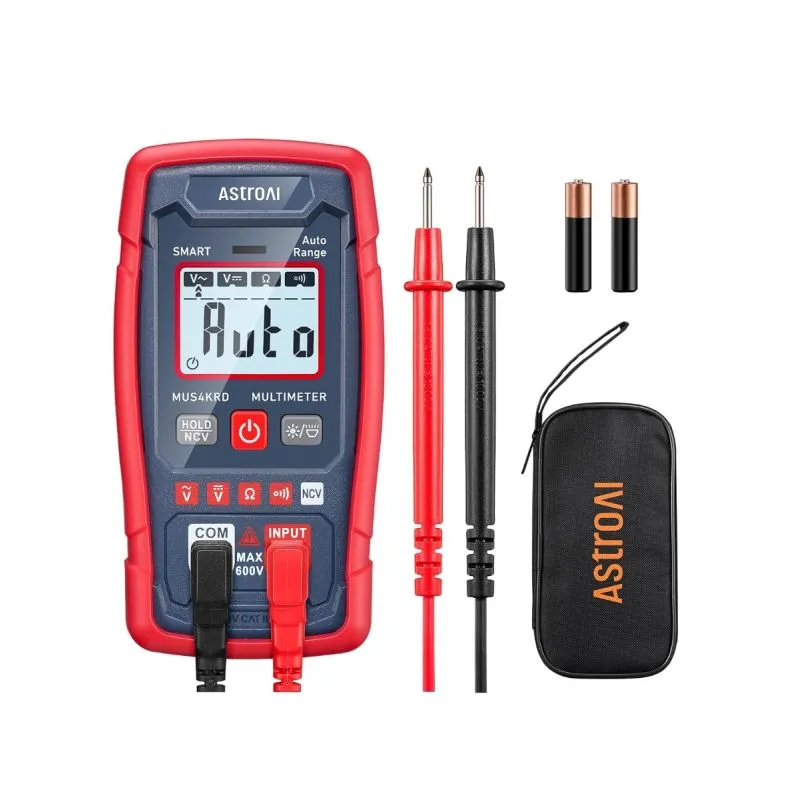 AstroAI MUS4KRD Smart Digital Multimeter 4000 Counts Auto Ranging AC DC Voltage Resistance Continuity NCV Tester