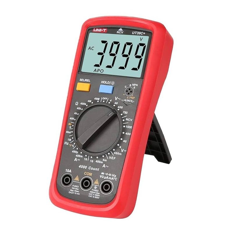 UNI‑T UT39C+ Handheld Digital Multimeter, 4000-Count Display, NCV Detection, Temperature Measurement, Backlit LCD