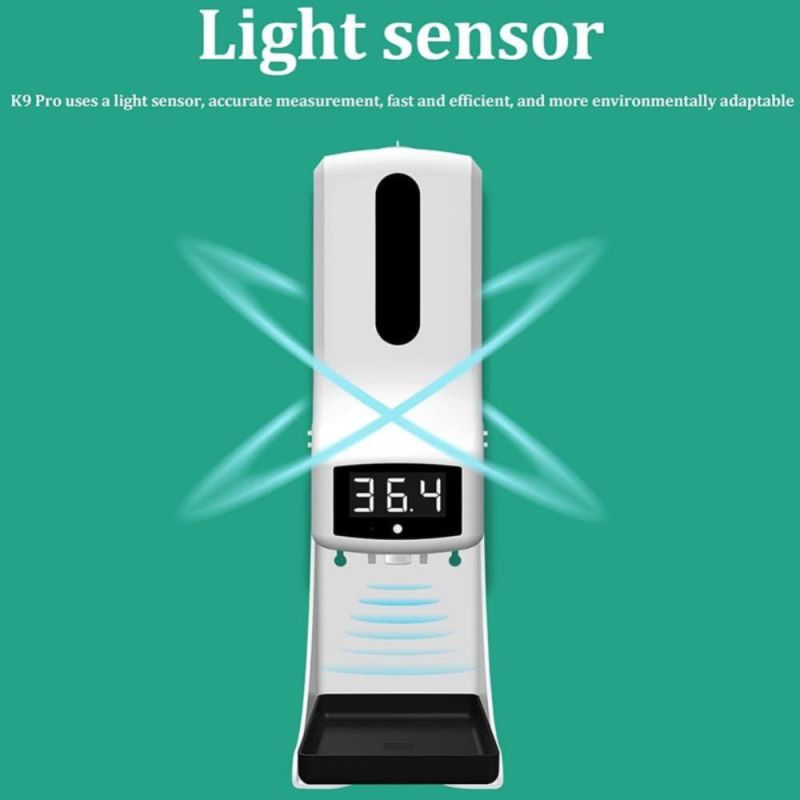 K9, Automatic Hand Wash Dispenser with Infrared Temperature Measurement - Touchless Hand Sanitizer Dispenser with LED Display, ±0.2℃, 0°C