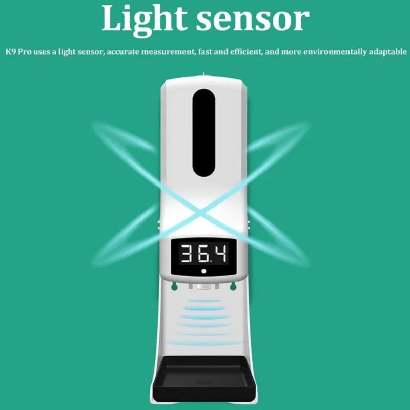 K9, Automatic Hand Wash Dispenser with Infrared Temperature Measurement - Touchless Hand Sanitizer Dispenser with LED Display, ±0.2℃, 0°C