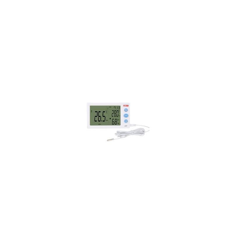 A12T Digital Temperature & Humidity Meter – External Probe, Clock, Alarm & Comfort Indicator Display