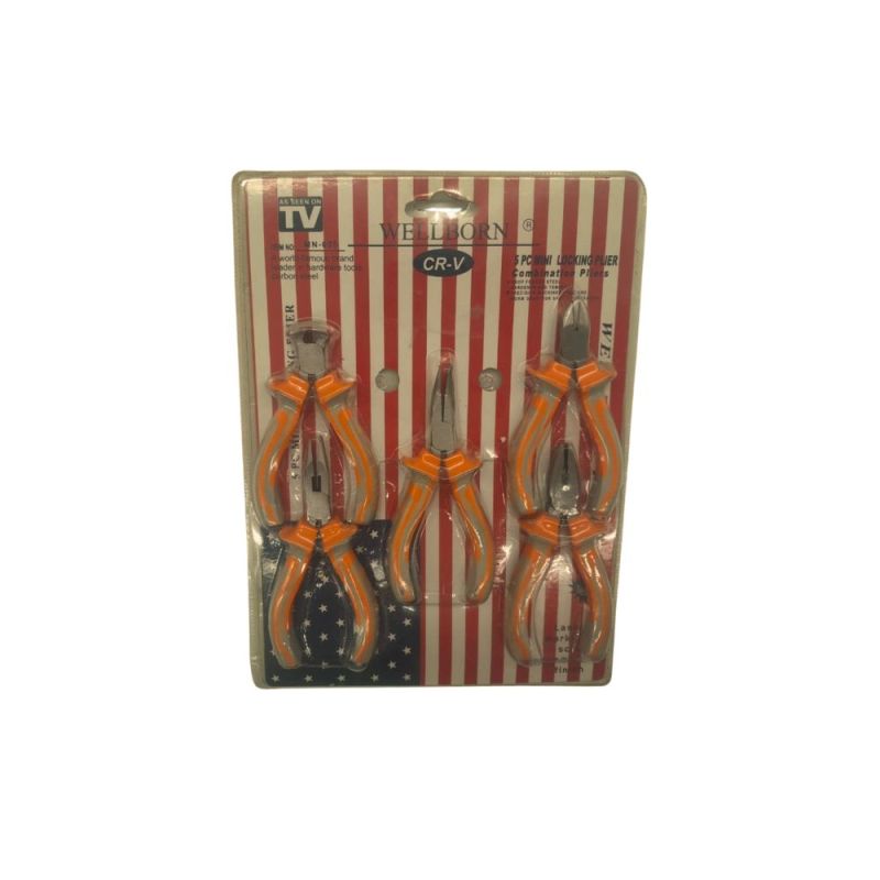 Wellborn ,MN-005 ,5-Piece Mini Locking Pliers Set - CR-V Combination Pliers